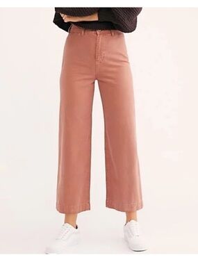Free People Wide Leg Cropped Pants in Dusty Rose